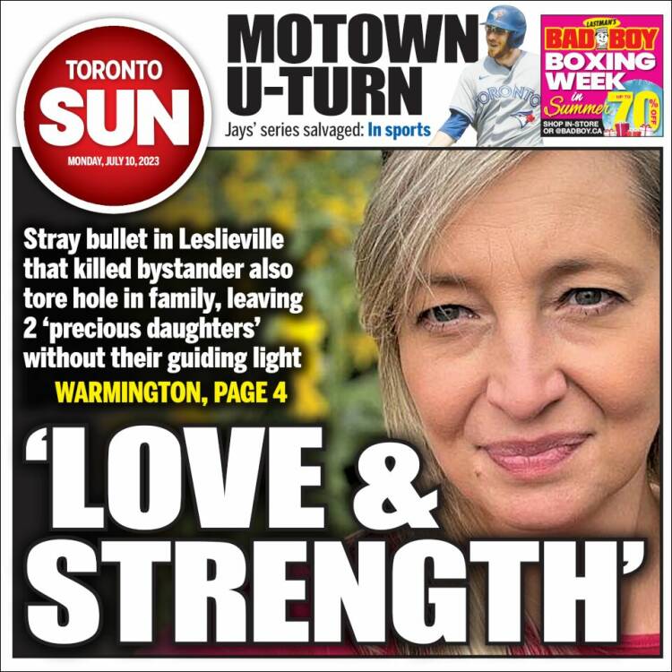 Portada de The Toronto Sun (Canadá)