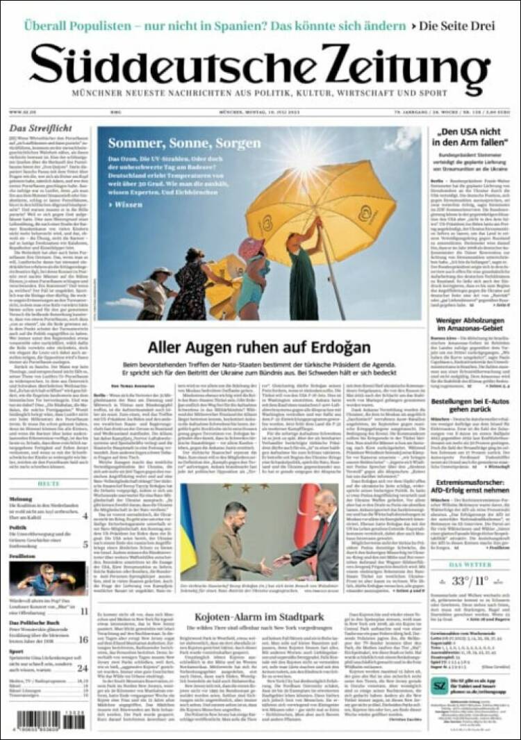 Portada de Sueddeutsche (Alemania)