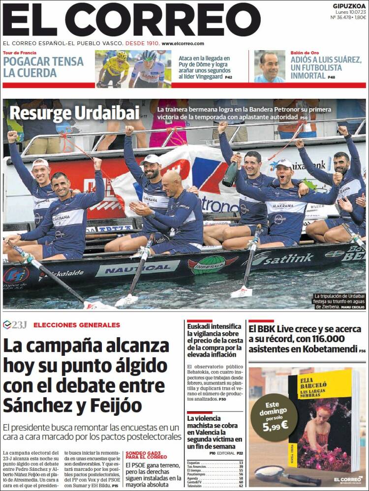 Portada de El Correo - Guipuzcoa (España)