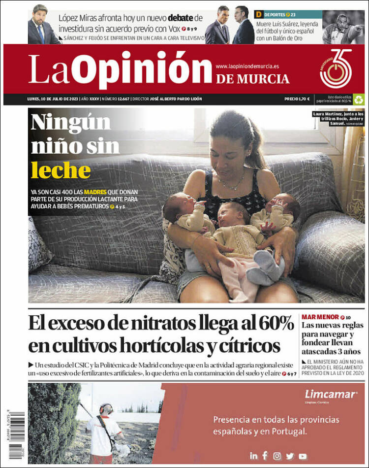 Portada de La Opinión de Murcia (España)