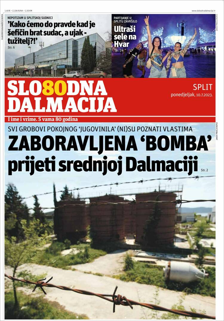 Portada de Slobodna Dalmacija (Croacia)