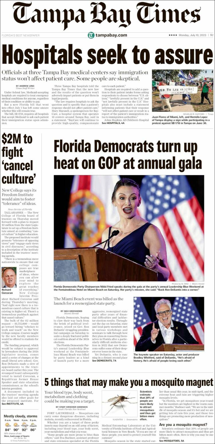 Portada de Tampa Bay Times (USA)