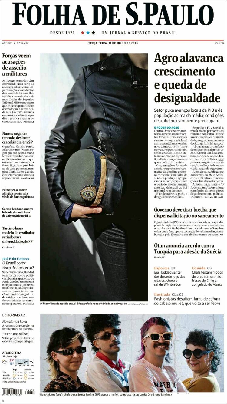 Portada de Folha de São Paulo (Brasil)