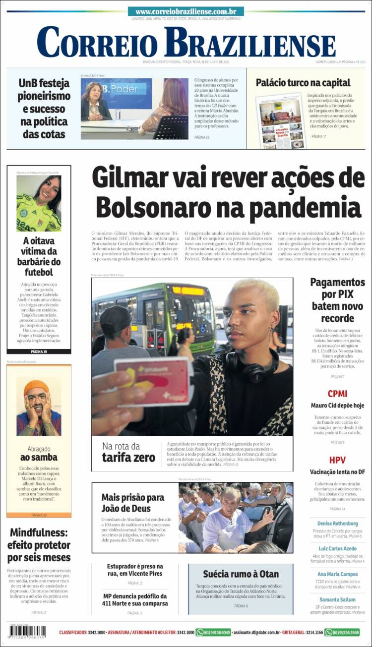 Portada de Correio Braziliense (Brasil)