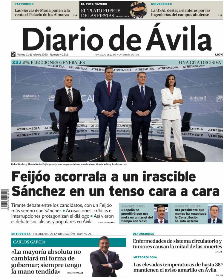 Portada de Diario de Ávila (España)