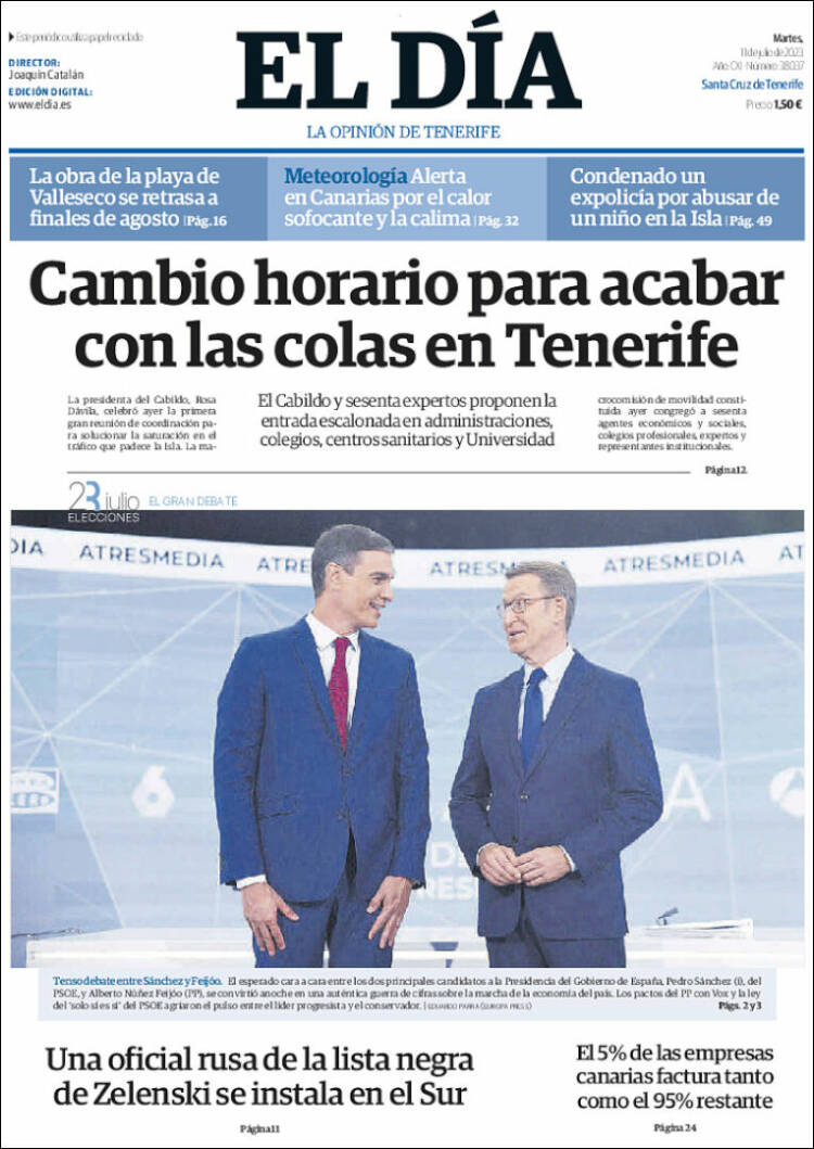 Portada de El Día (España)