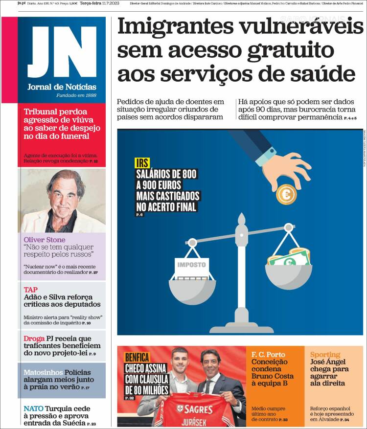 Portada de Jornal de Notícias (Portugal)