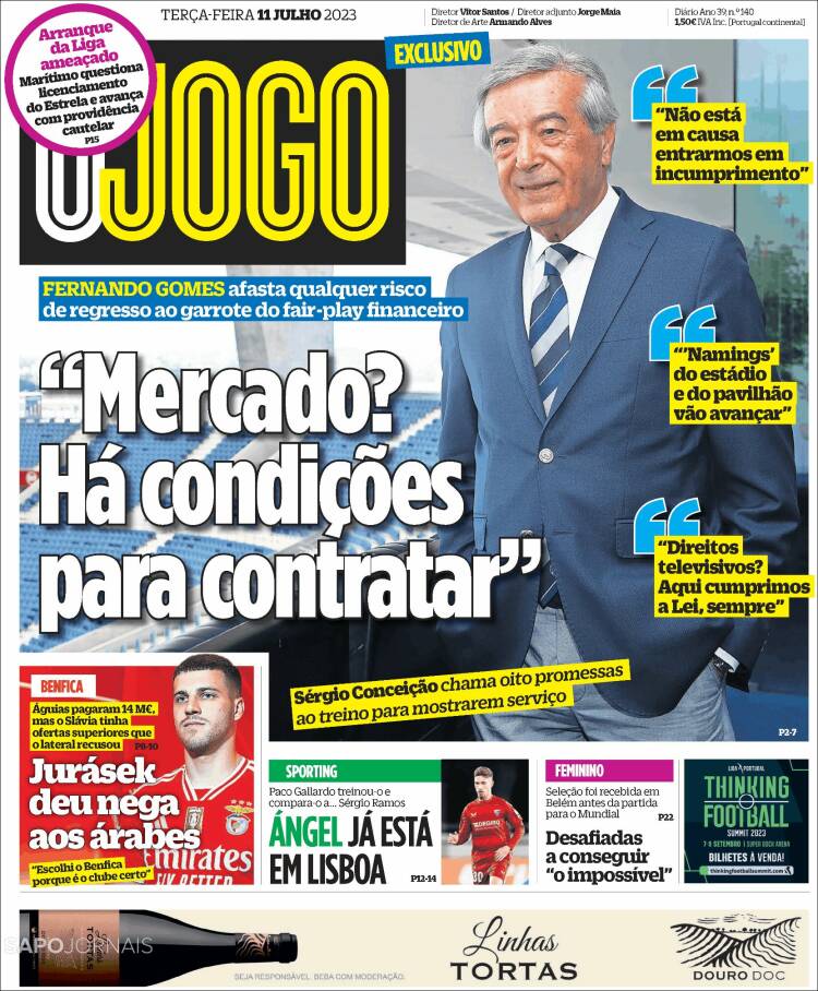 Portada de O Jogo (Portugal)