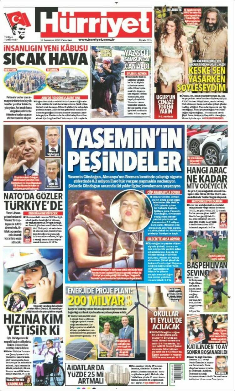 Portada de Hürriyet (Turquía)