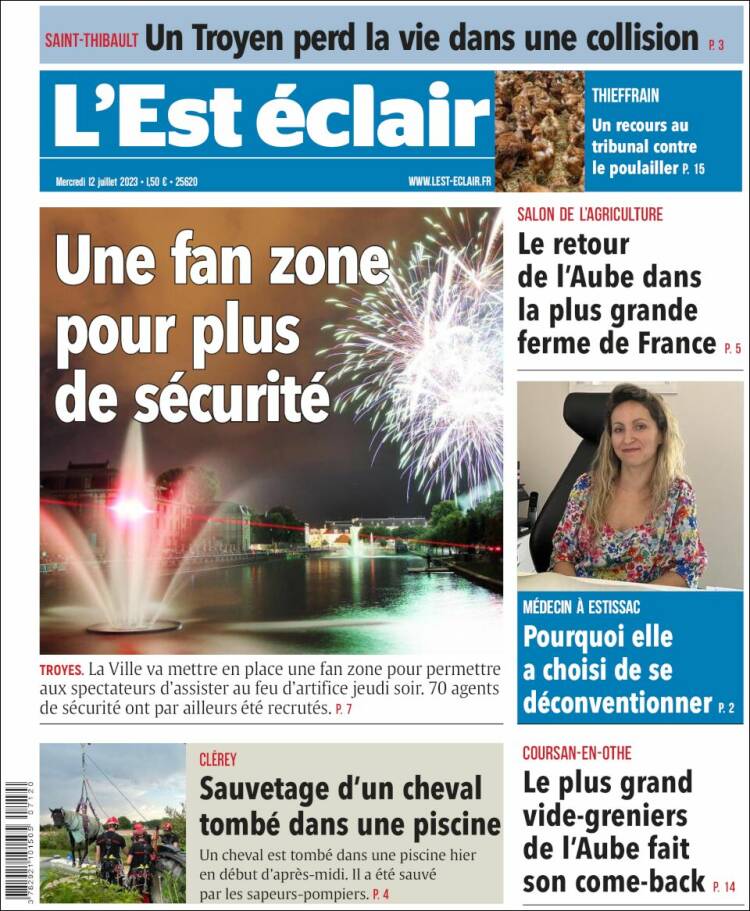 Portada de L'Est Eclair (Francia)
