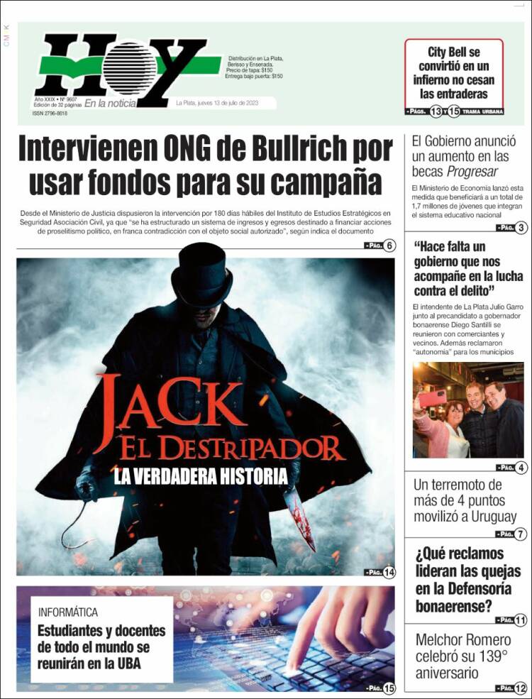 Portada de Diario Hoy (Argentina)