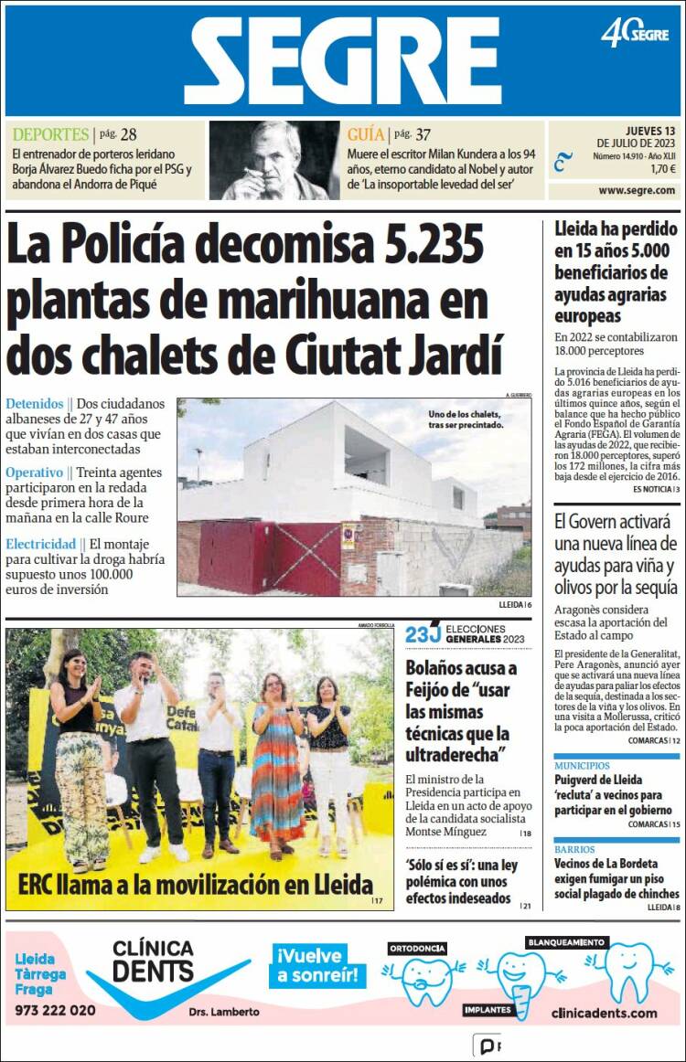 Portada de Segre  (Spain)