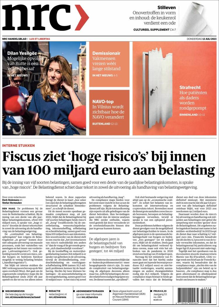 Portada de NRC Handelsblad (Pa&iacute;ses Bajos)