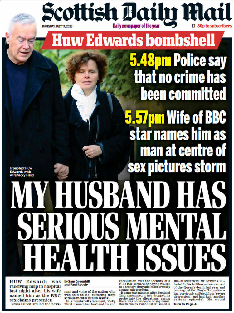 Portada de Scottish Daily Mail (Reino Unido)