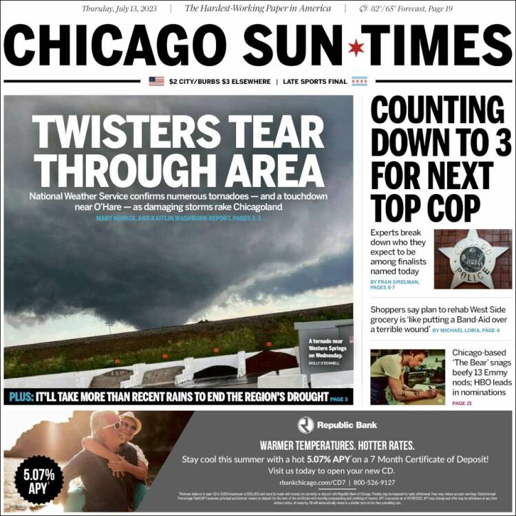 Portada de Chicago Sun-Times (USA)