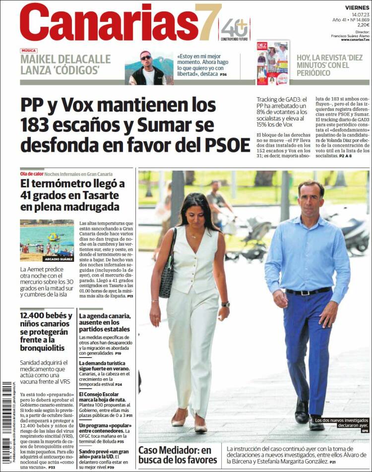 Portada de Canarias 7 (España)