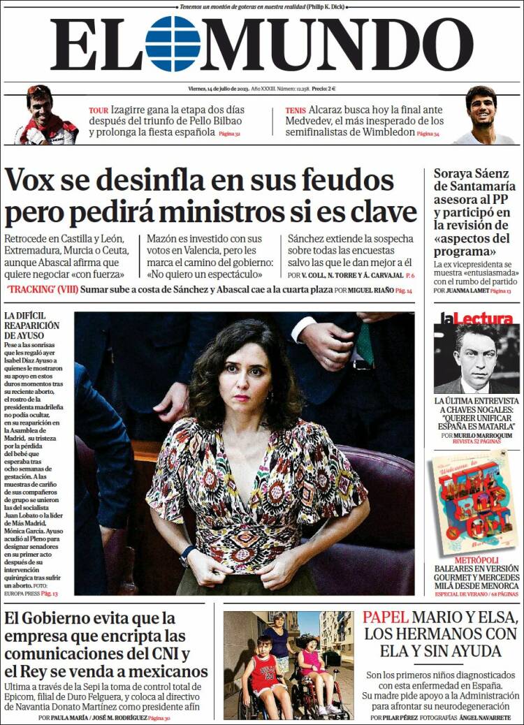 Portada de El Mundo (España)