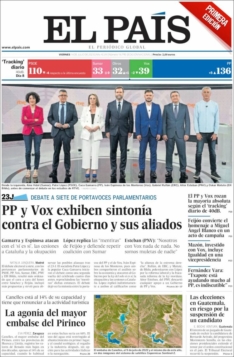 Portada de El País (España)