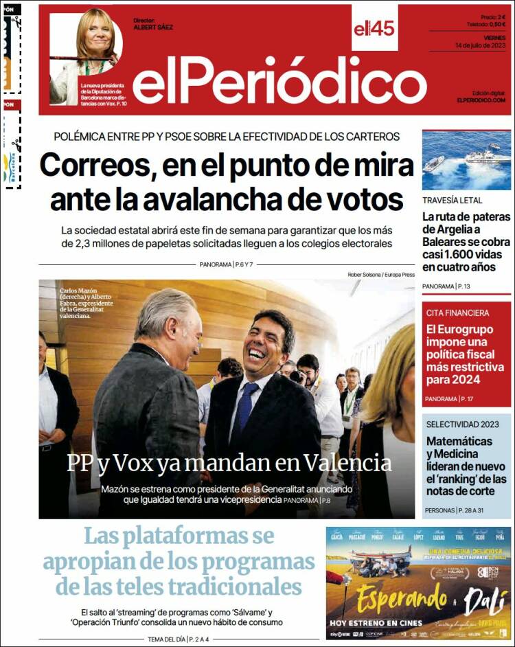 Portada de El Periódico (España)