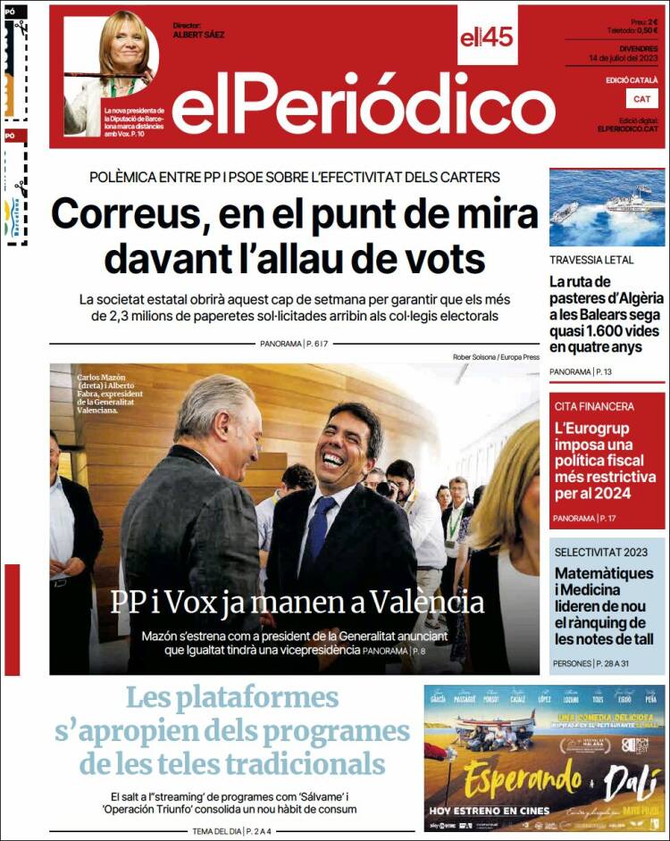 Portada de El Periódico de Catalunya (España)