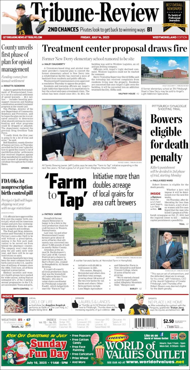 Portada de Tribune-Review (États-Unis)