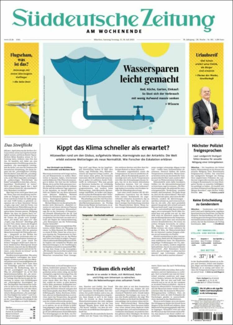 Portada de Sueddeutsche (Alemania)