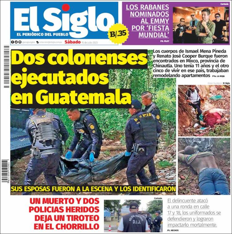 Portada de El Siglo (Panamá)