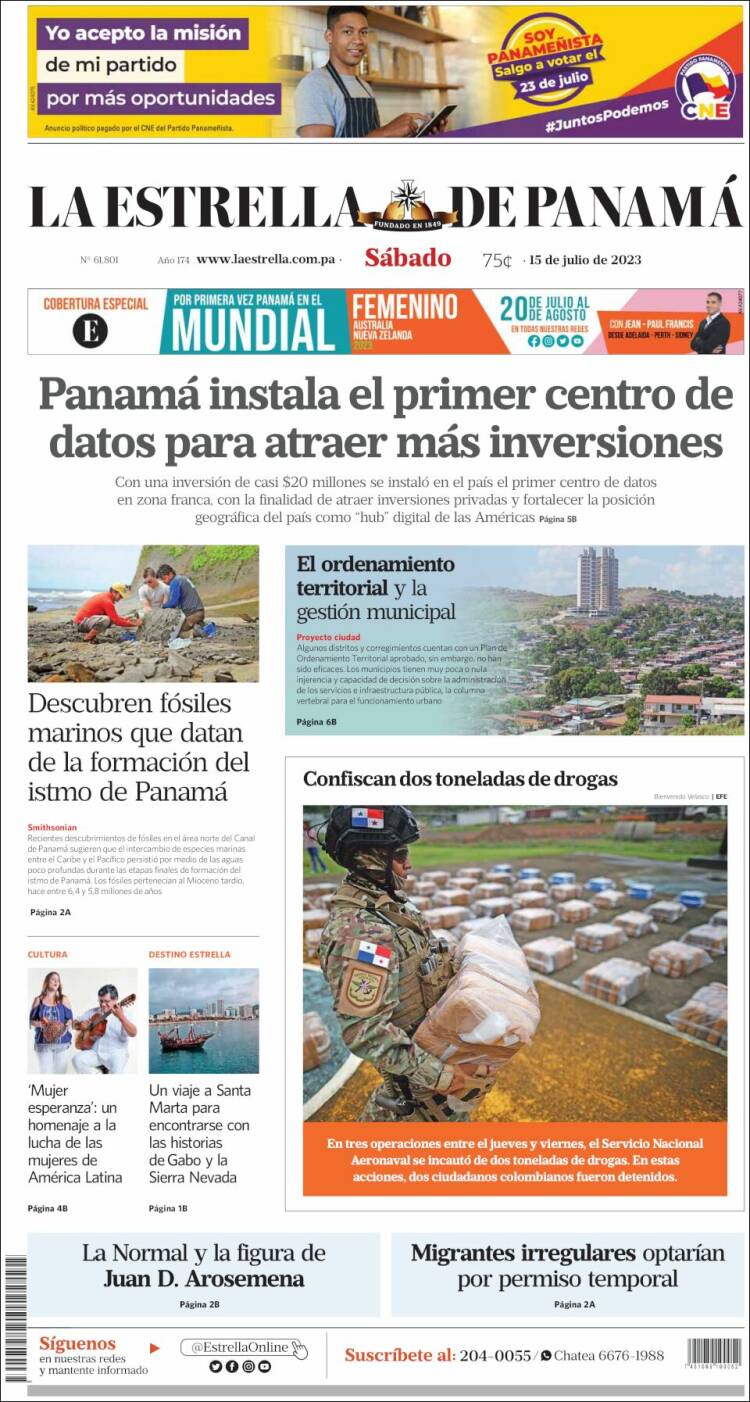 Portada de La Estrella de Panamá (Panamá)