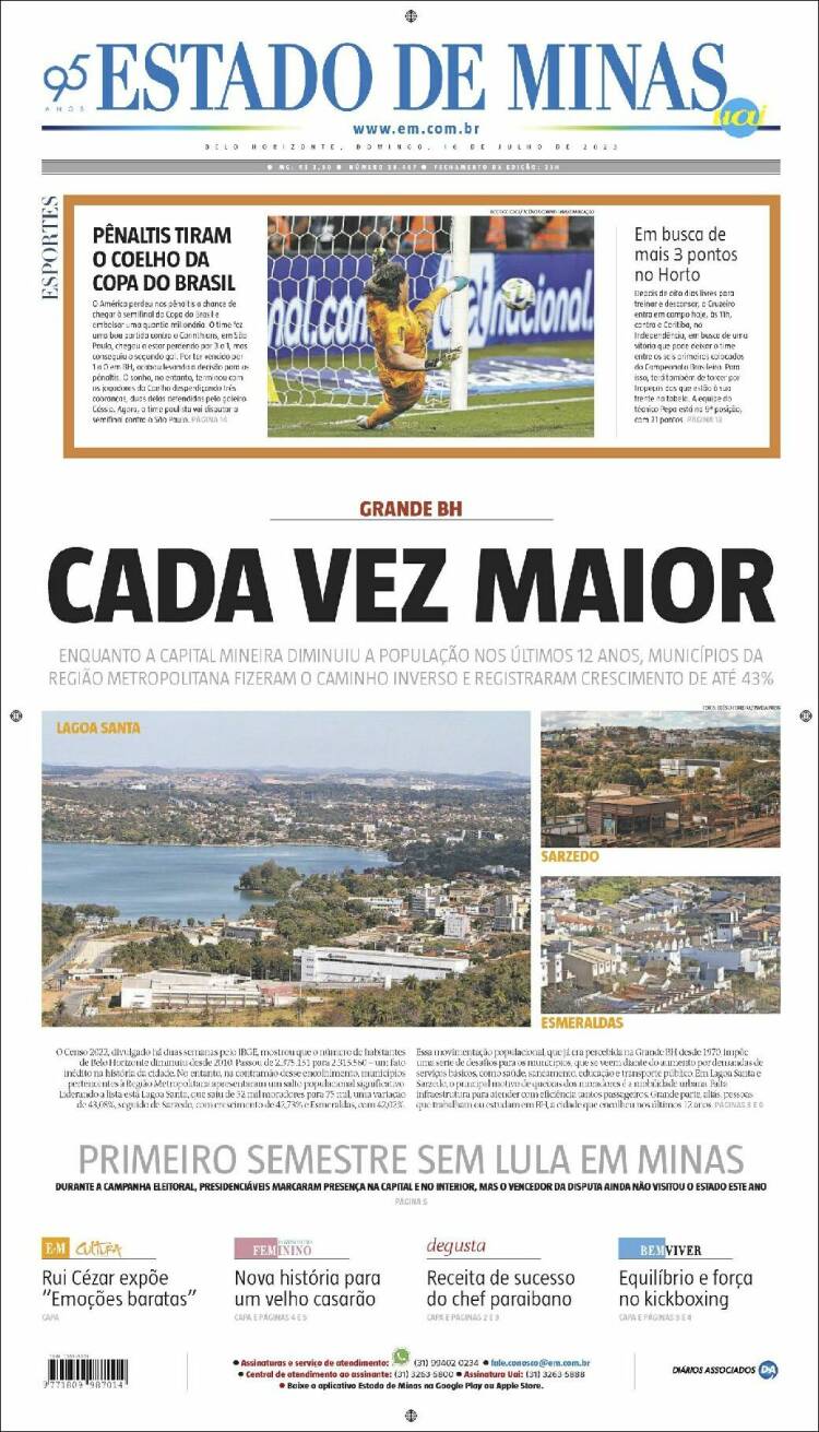 Portada de Jornal Estado de Minas (Brasil)