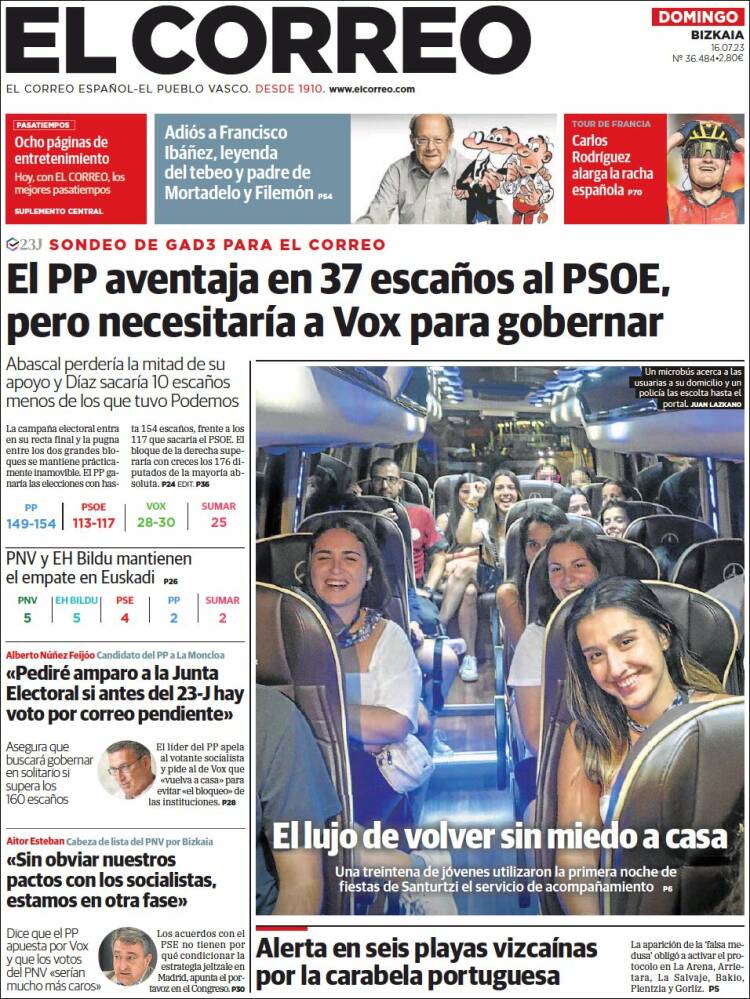 Portada de El Correo (España)