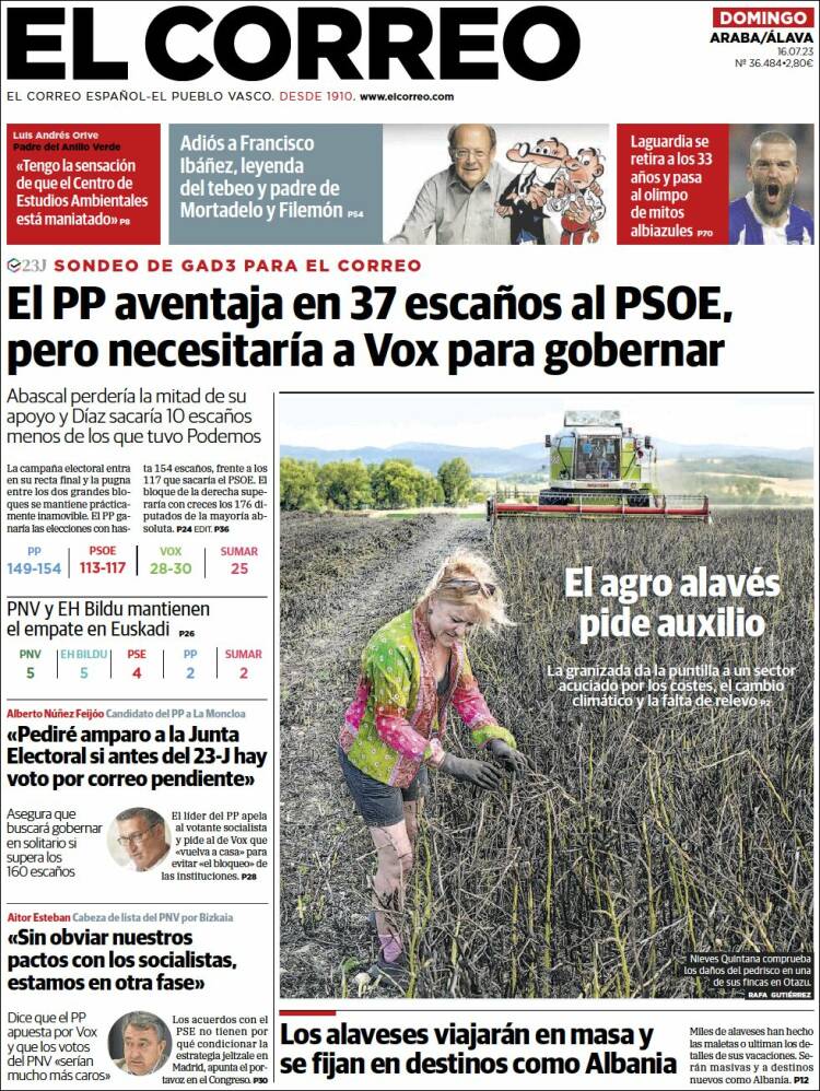 Portada de El Correo - Álava (España)