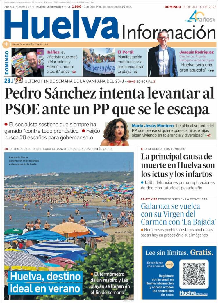 Portada de Huelva Información (España)