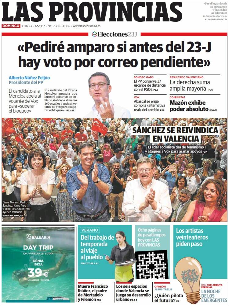 Portada de Las Provincias (España)