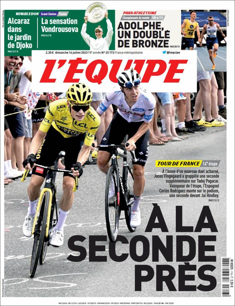 Portada de L'Equipe (Francia)