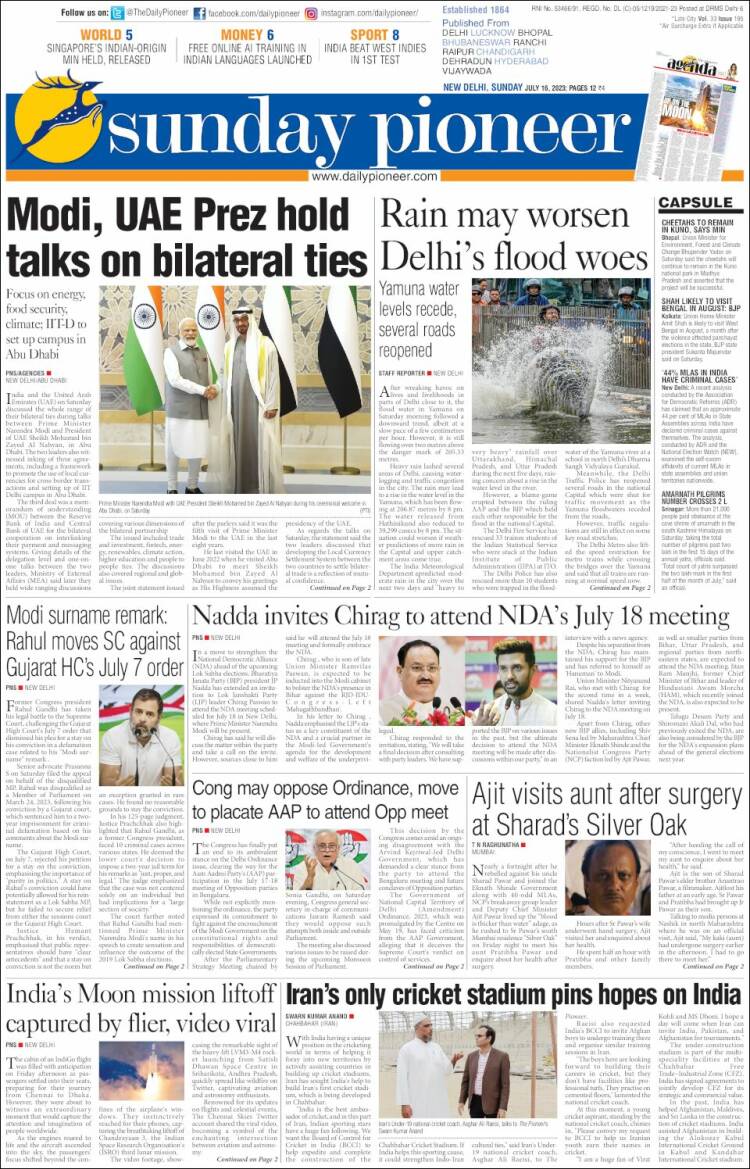 Portada de The Pioneer (India)