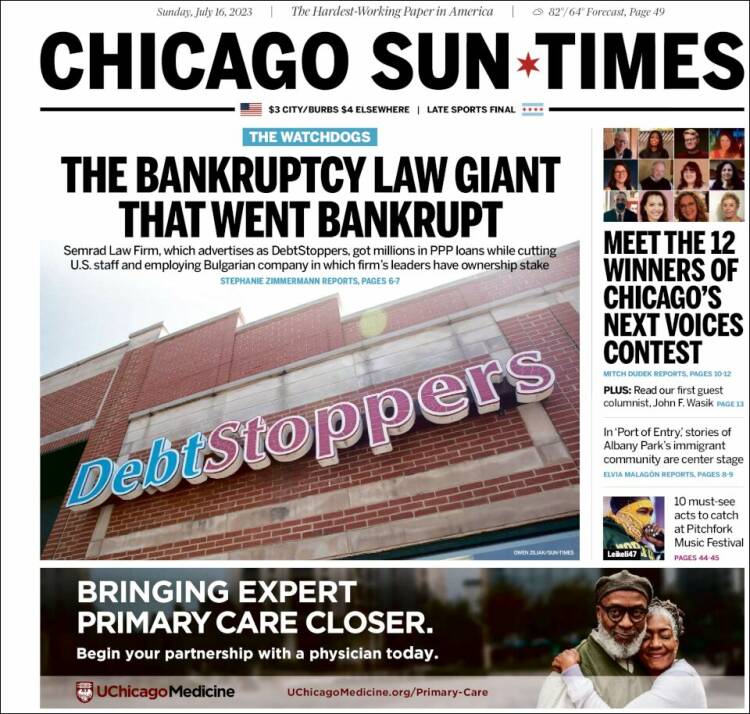 Portada de Chicago Sun-Times (USA)