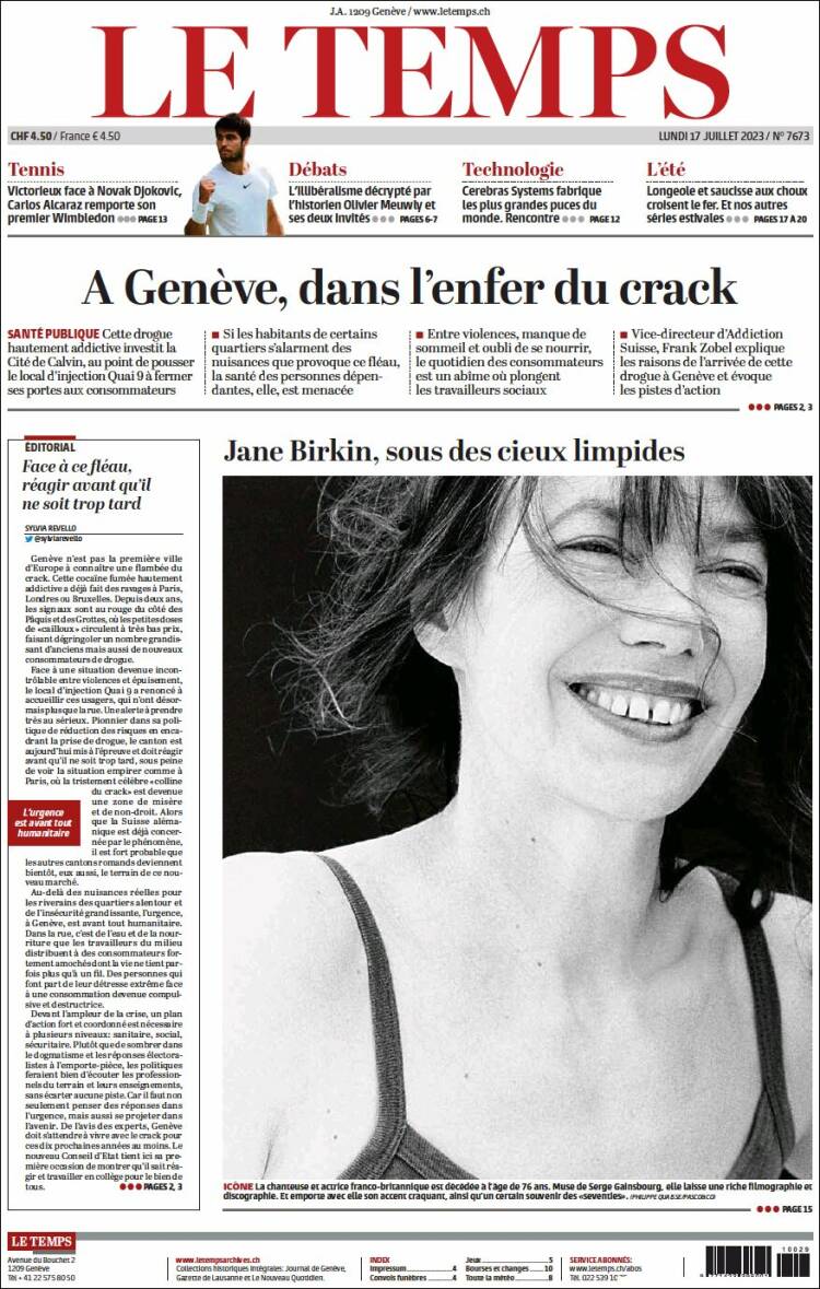 Portada de Le Matin (Suiza)