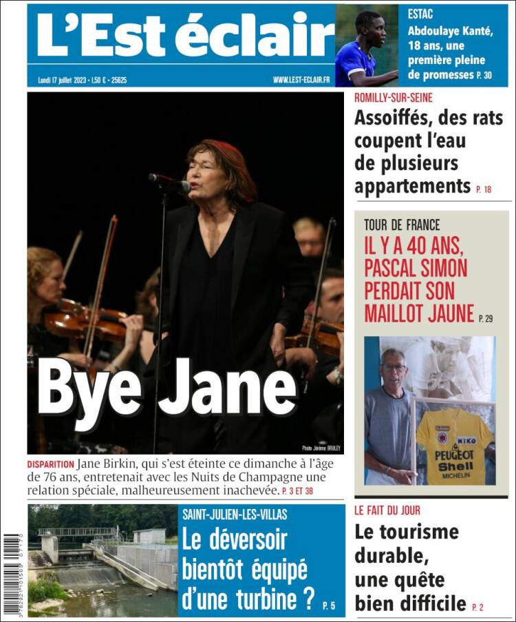 Portada de L'Est Eclair (Francia)