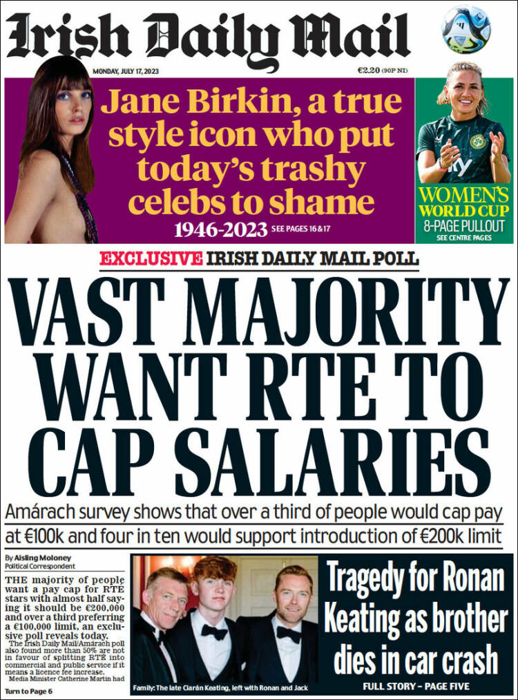 Portada de Irish Daily Mail (Irlanda)