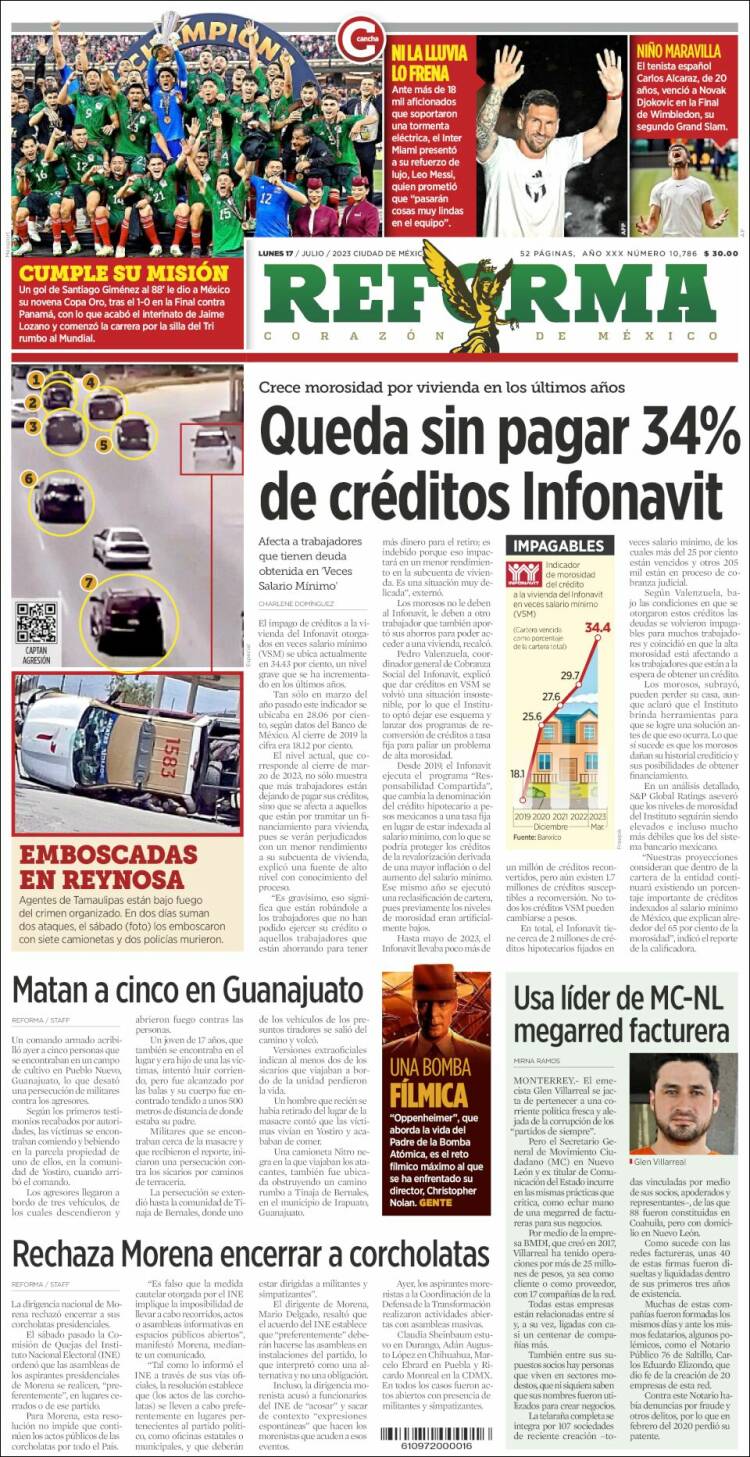 Portada de Reforma (México)