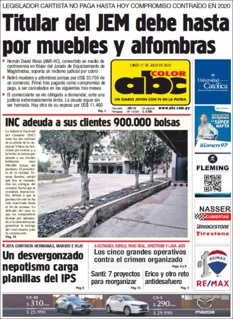 Portada de ABC Color (Paraguay)