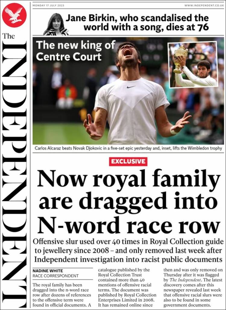 Portada de The Independent (Reino Unido)