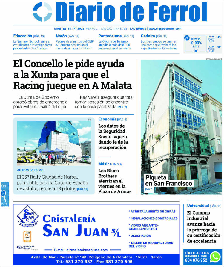 Portada de Diario de Ferrol (España)