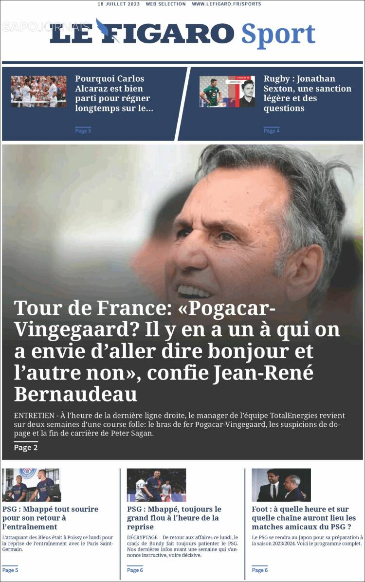 Portada de Le Figaro Sport (Francia)