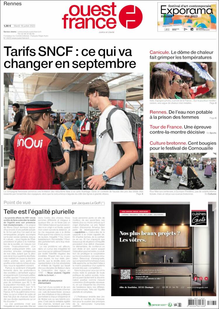 Portada de Ouest France (Francia)