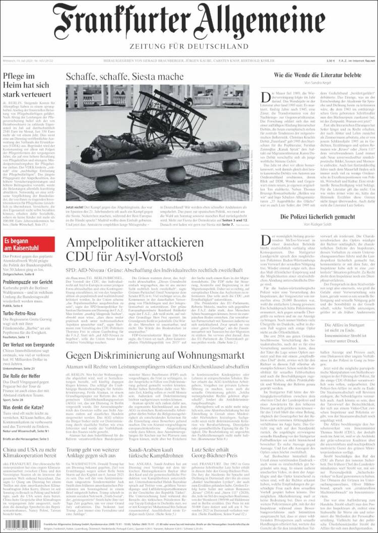 Portada de Frankfurter Allgemeine (Alemania)