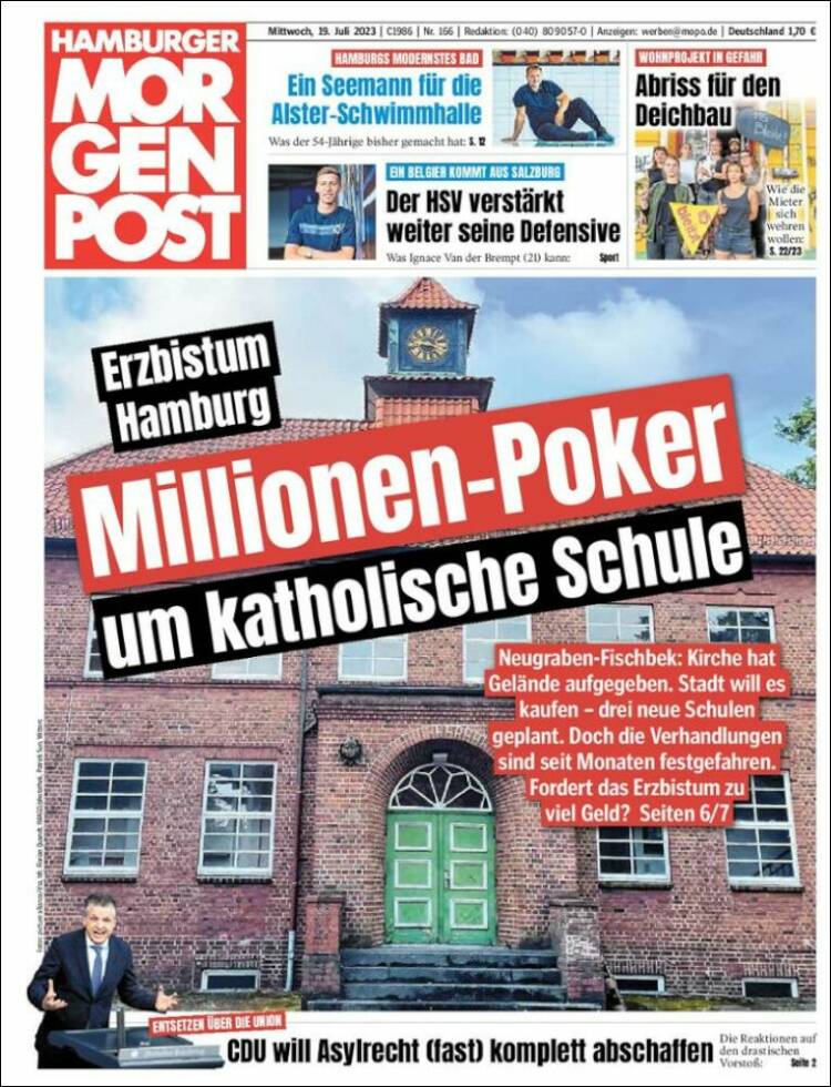 Portada de Hamburger Morgenpost  (Alemania)