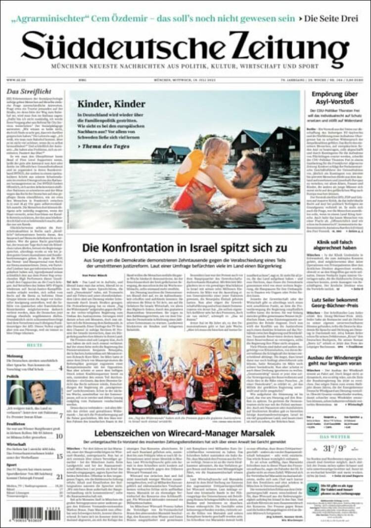 Portada de Sueddeutsche (Alemania)