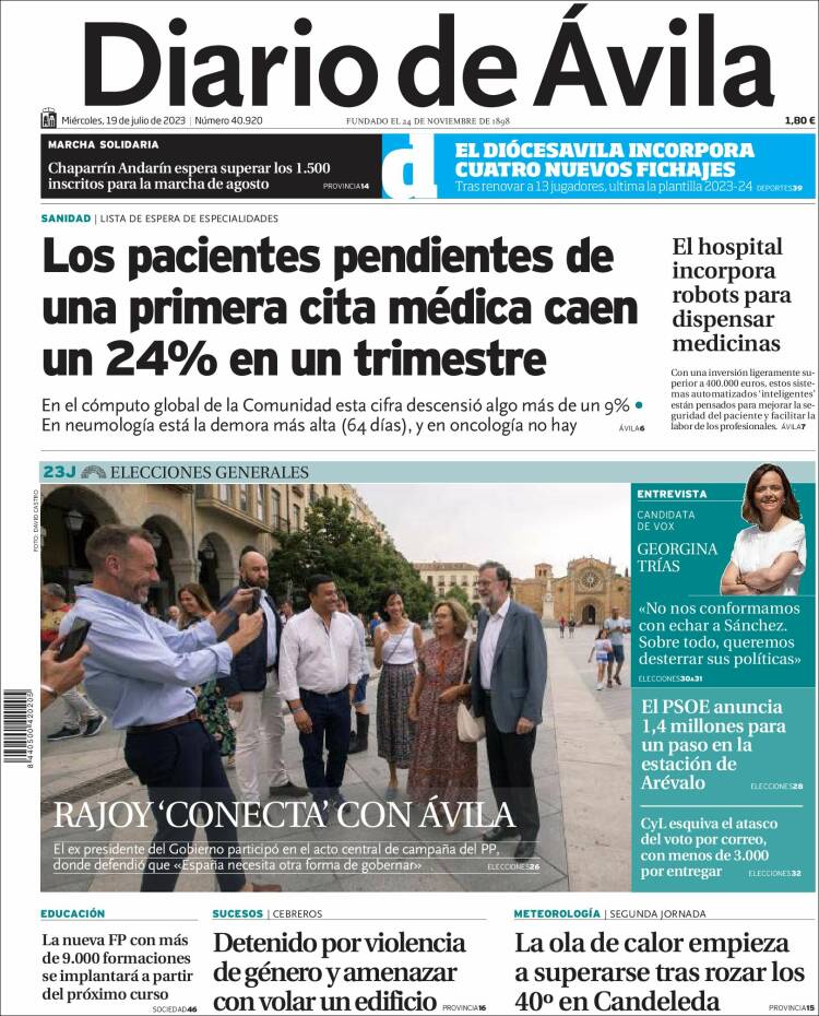 Portada de Diario de Ávila (España)