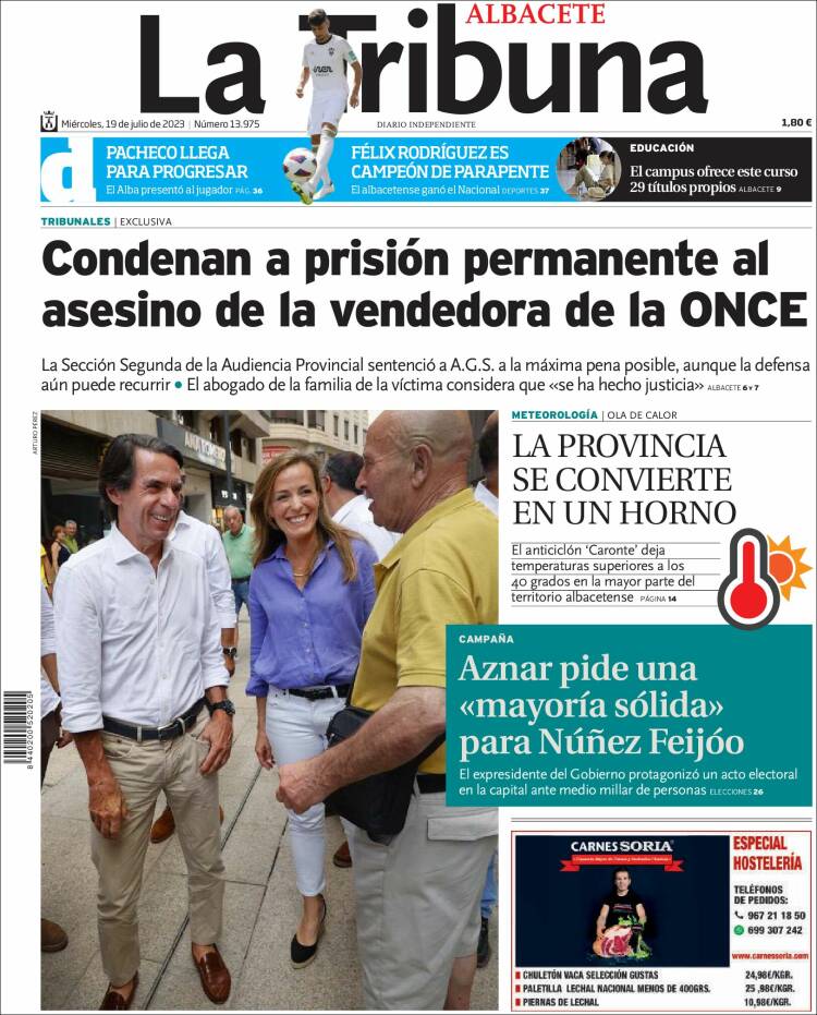 Portada de La Tribuna de Albacete (España)